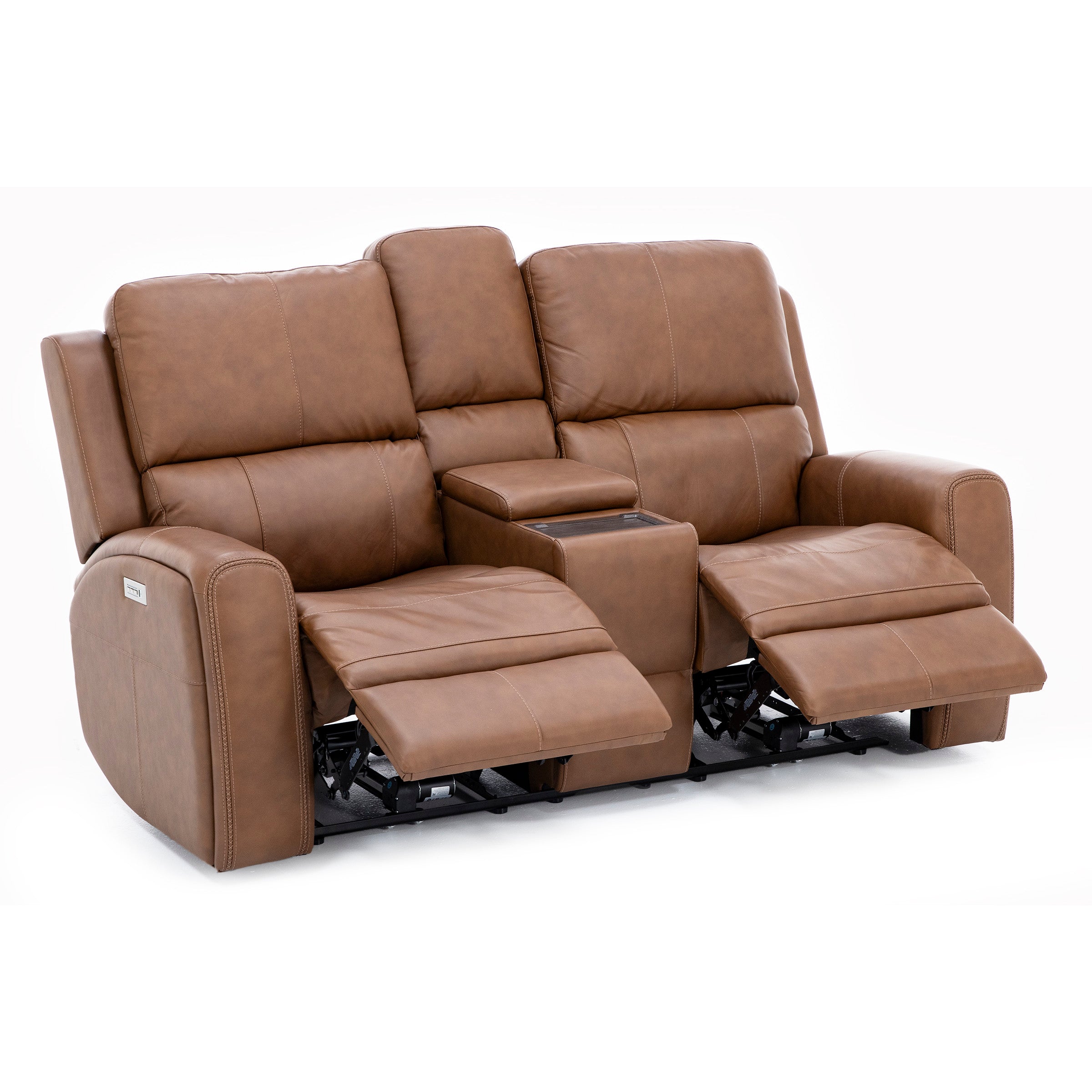 Flexsteel Landon Leather Zero Gravity Fully Loaded Reclining Console Loveseat With Wireless Charging