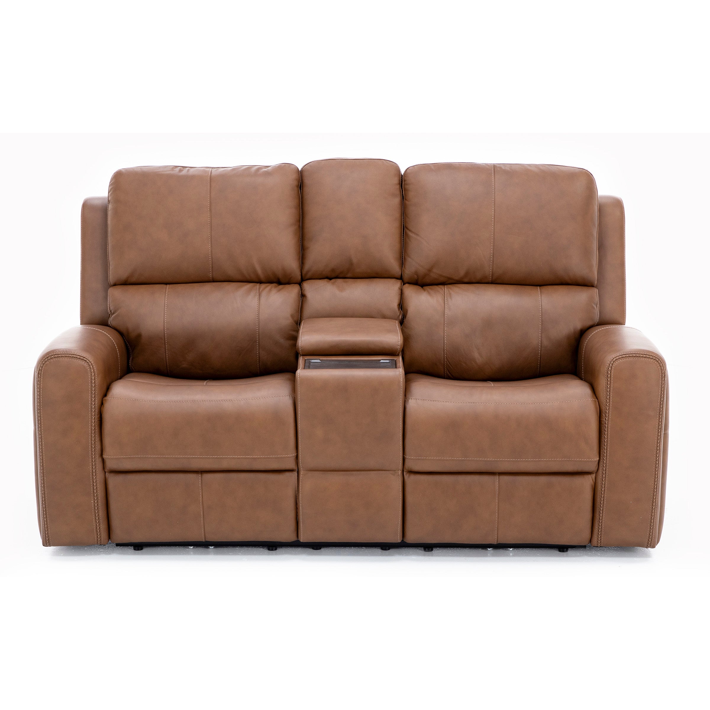 Flexsteel Landon Leather Zero Gravity Fully Loaded Reclining Console Loveseat With Wireless Charging