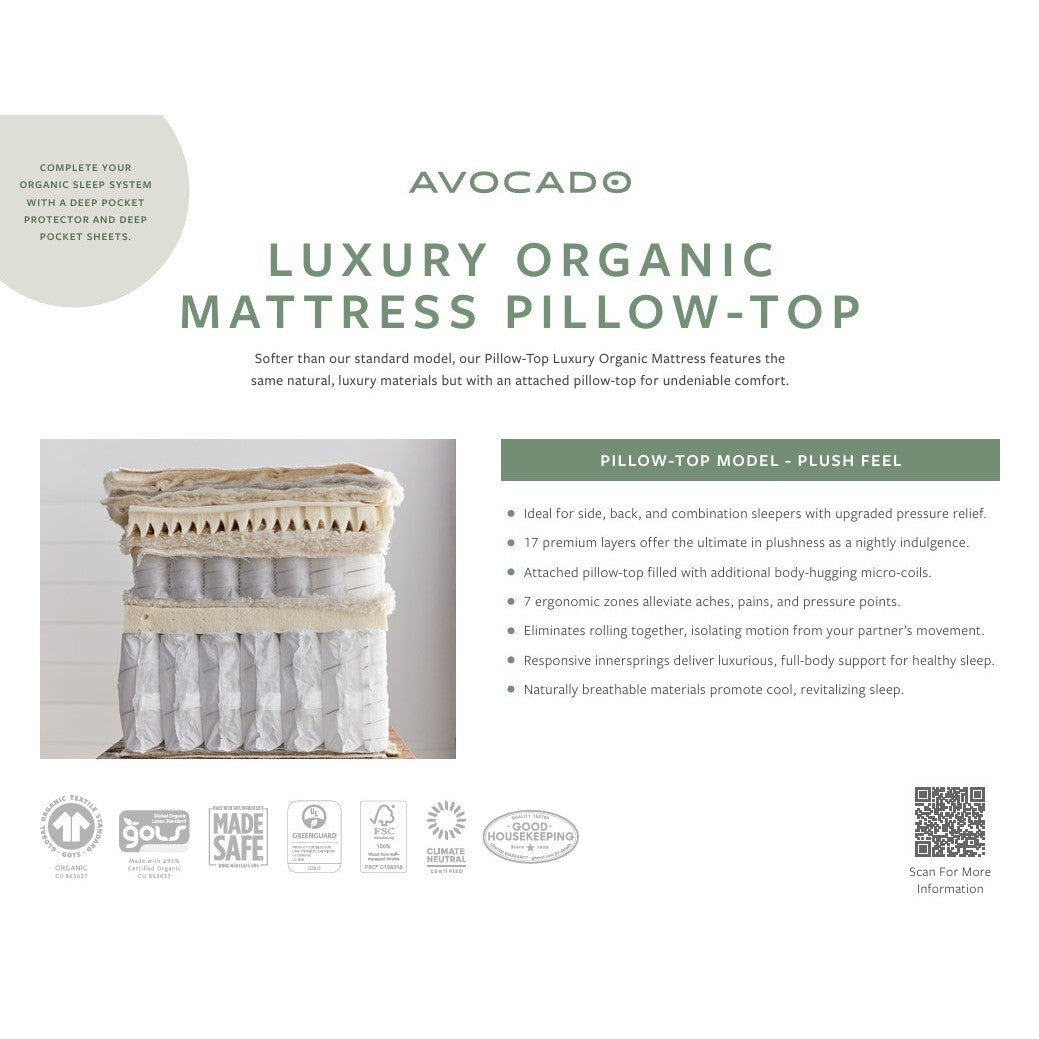 Avocado Luxury Organic Pillowtop Plush Mattress