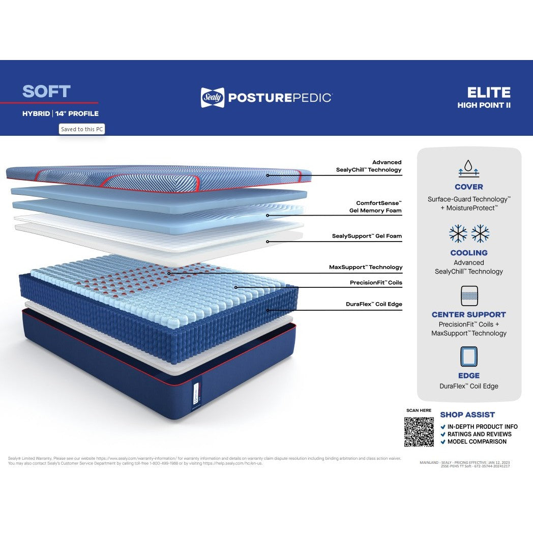 Sealy Posturepedic Elite Hybrid High Point Firm