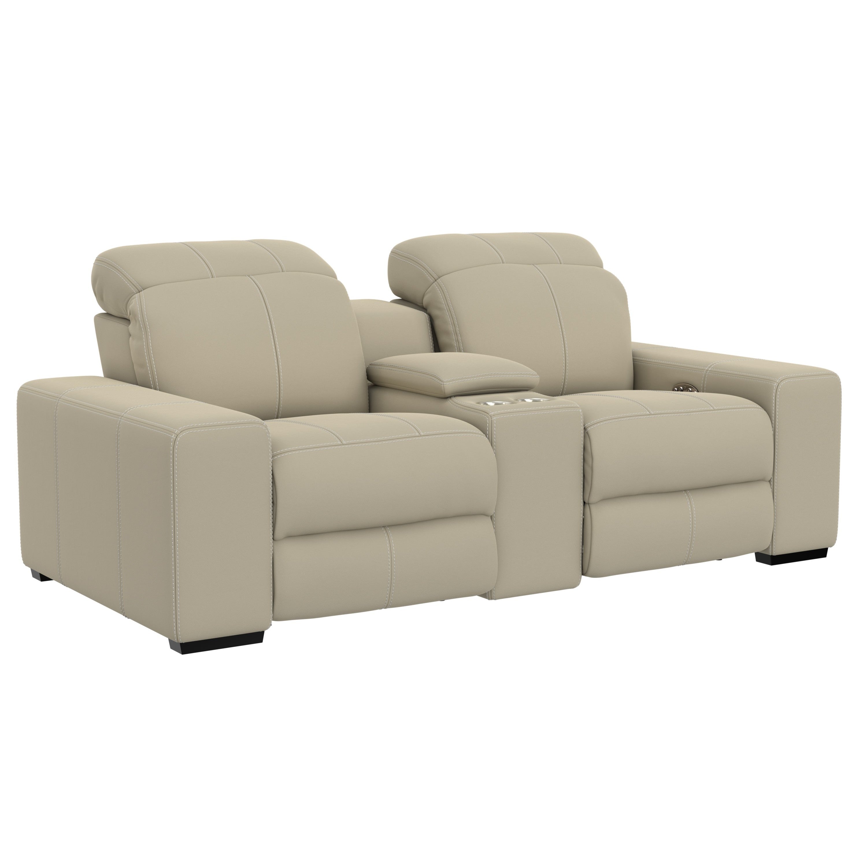 Farrah Leather Power Headrest Zero Gravity Reclining Console Loveseat