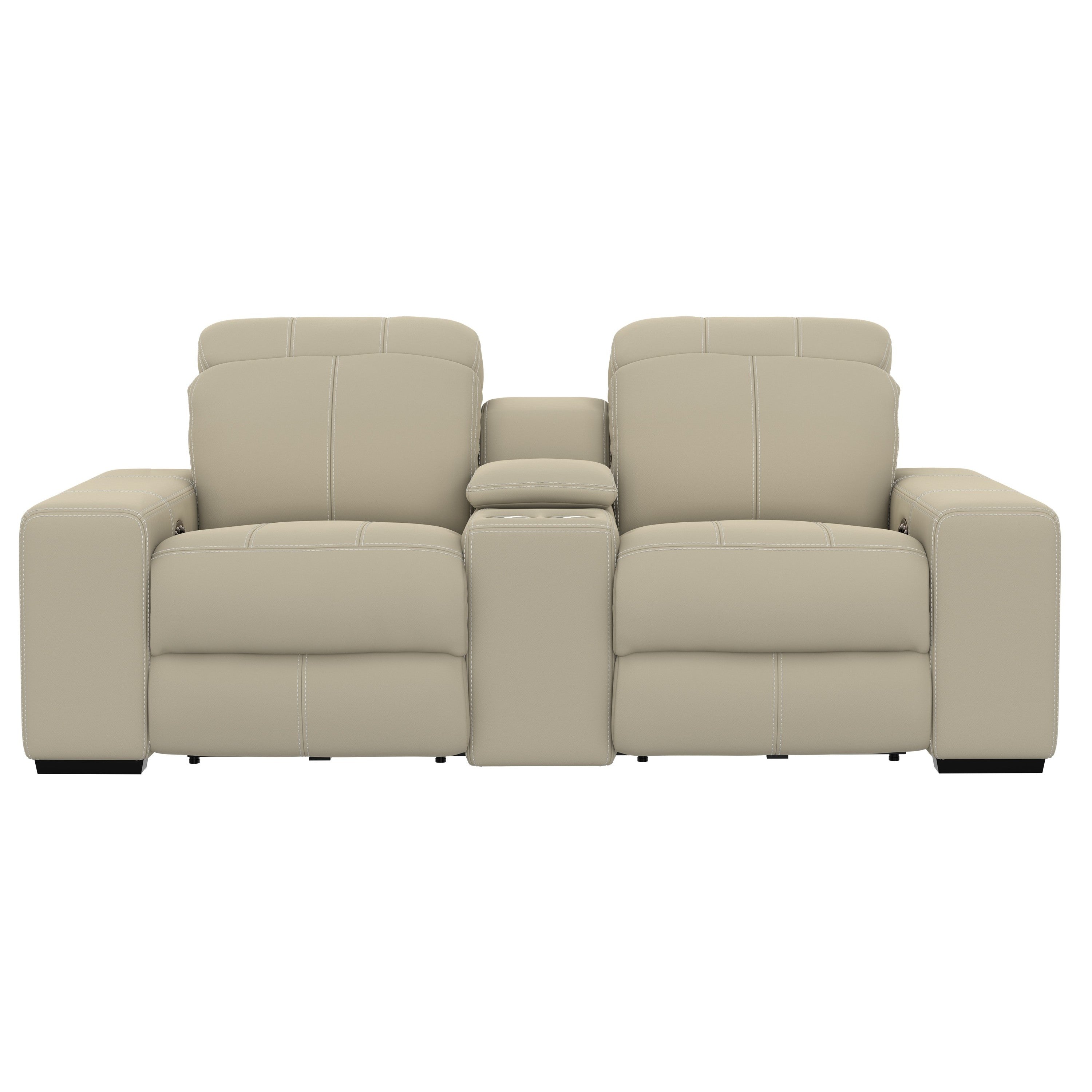 Farrah Leather Power Headrest Zero Gravity Reclining Console Loveseat