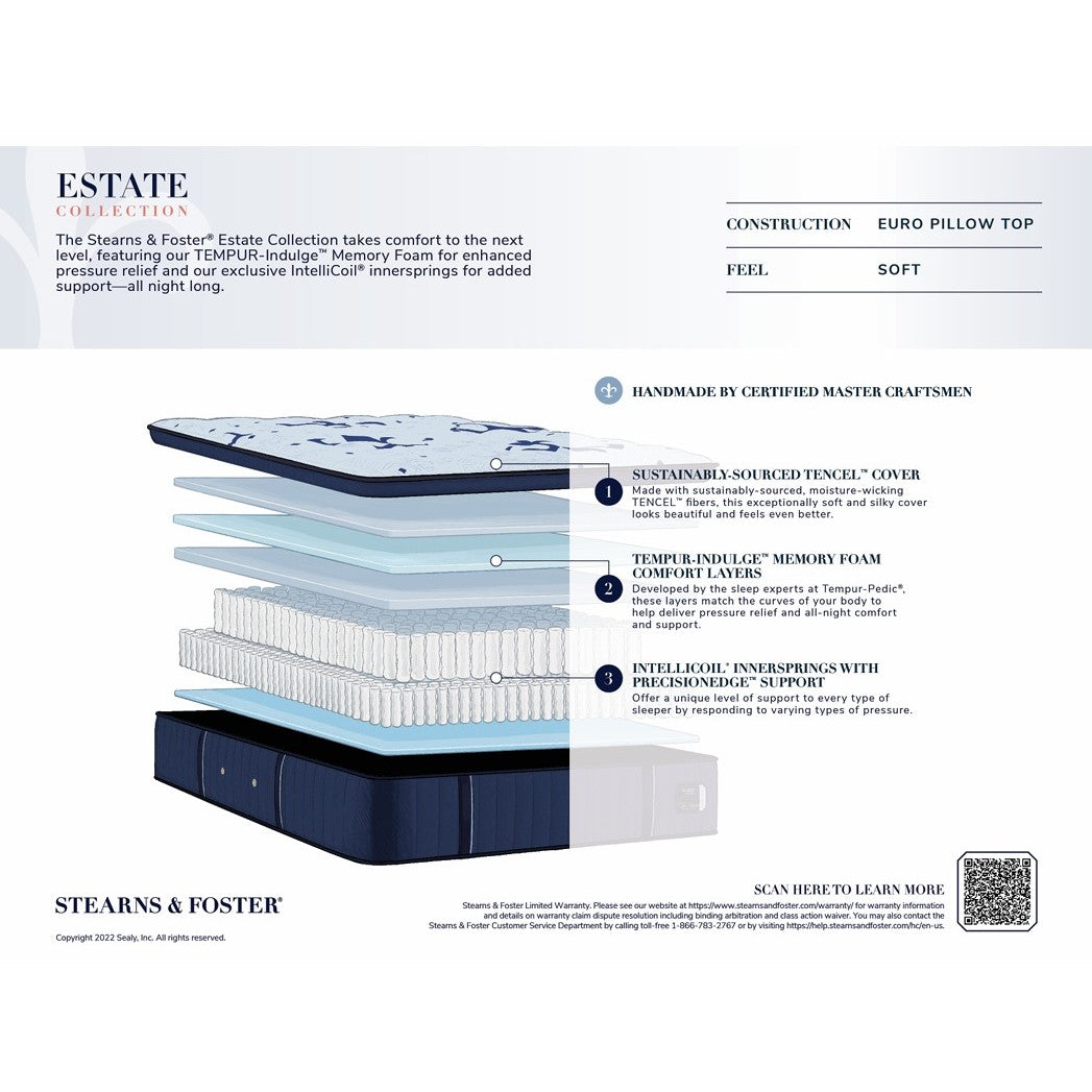Stearns & Foster Estate Euro Pillowtop Soft