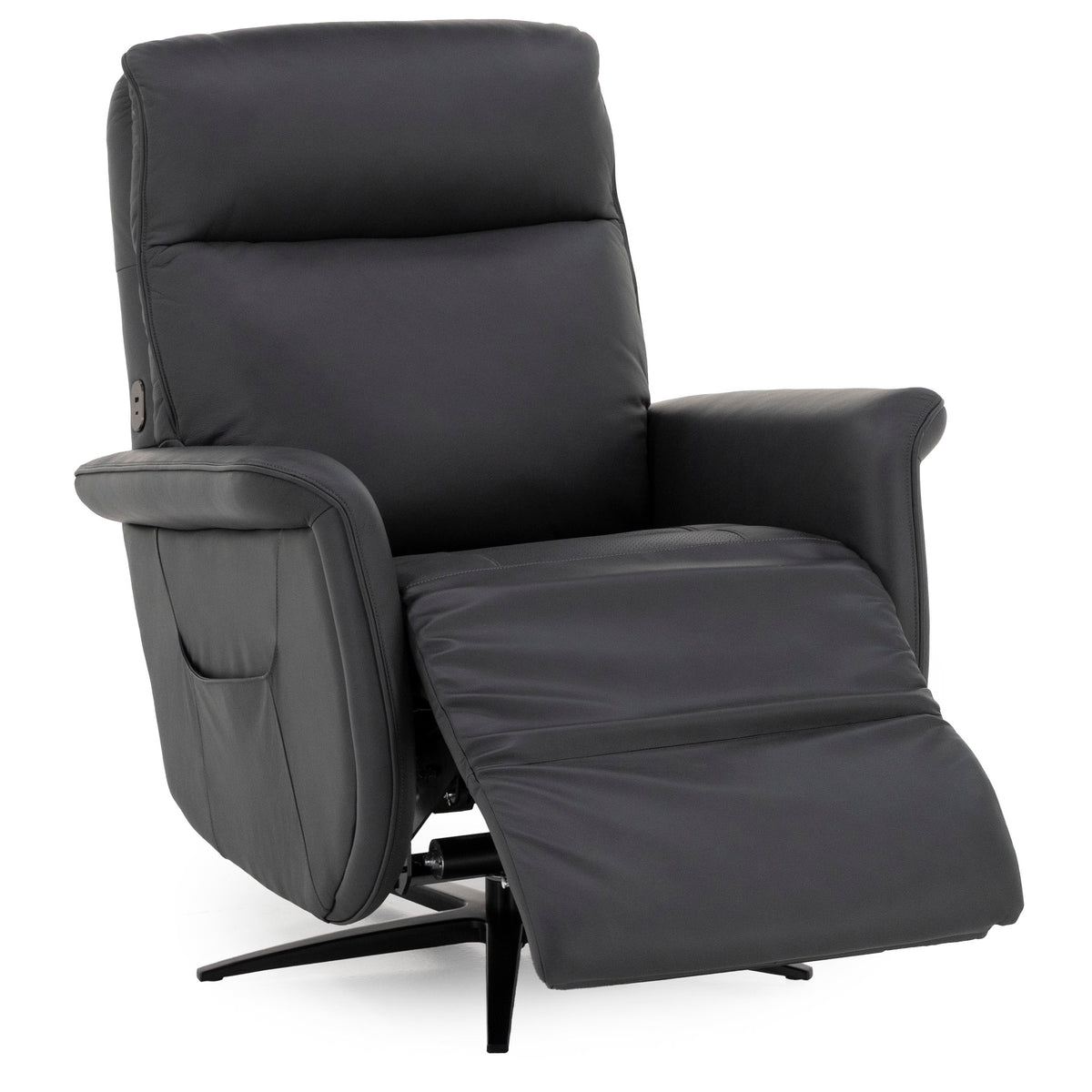 Zen Haven Leather Power Swivel Recliner with Power Headrest, Heat, Massage, Ventilation and Wireless Remote