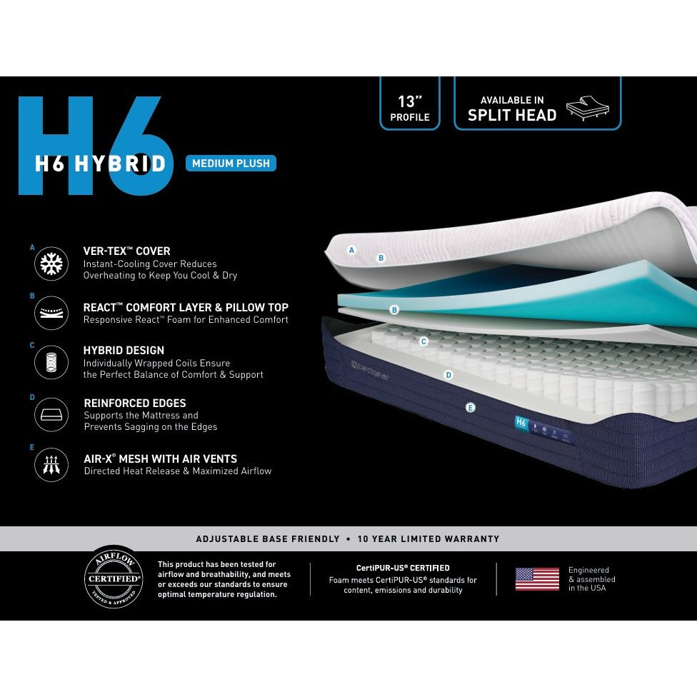 Bedgear H6 Pillow Top Medium Plush
