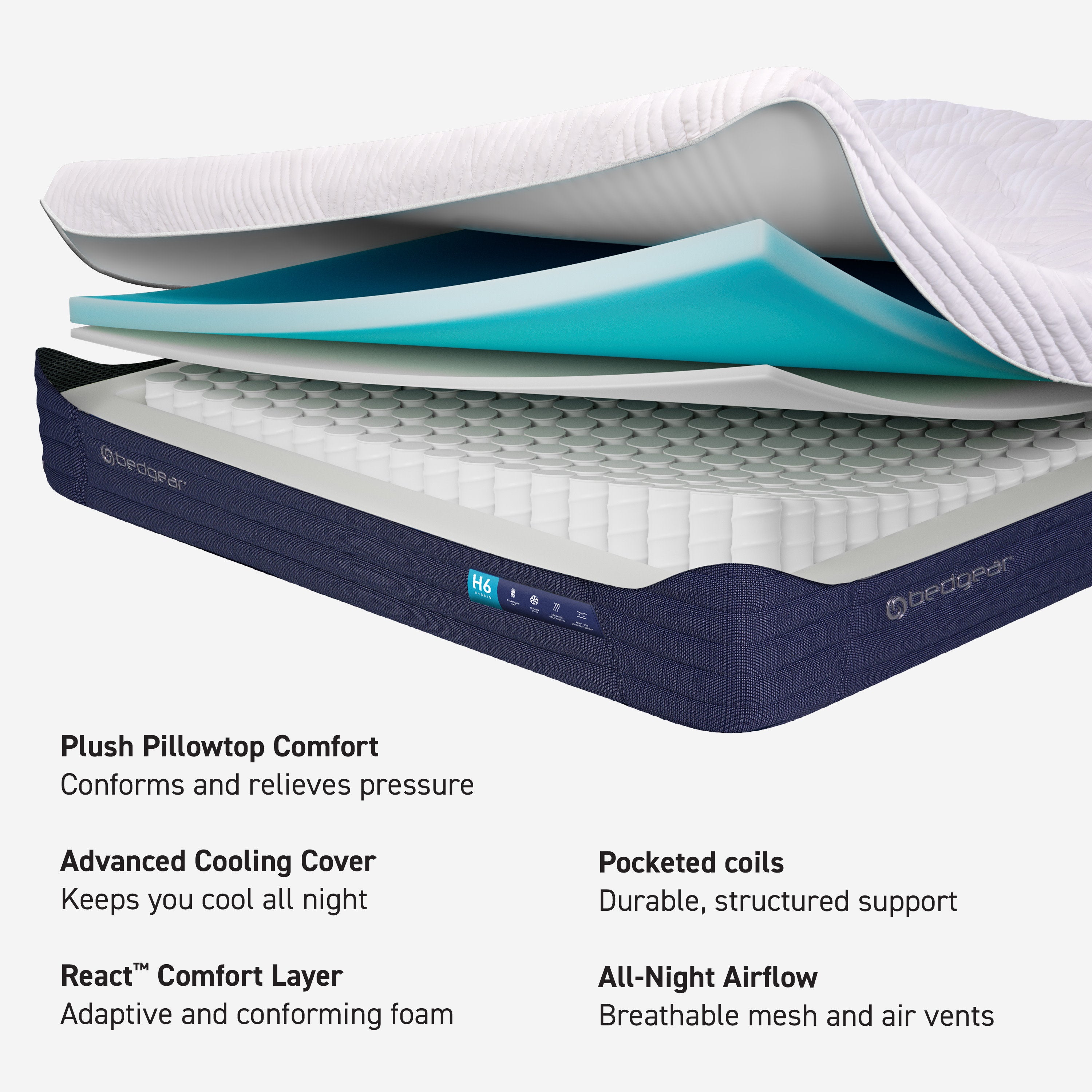 Bedgear H6 Pillow Top Medium Plush