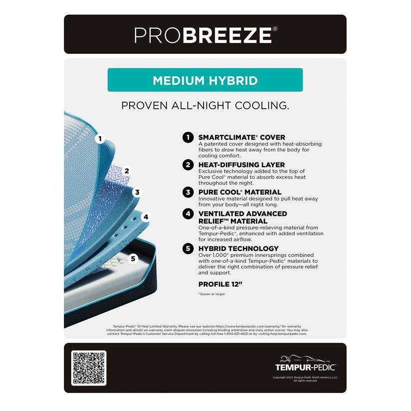 TEMPUR-PRObreeze 2.0 Medium Hybrid