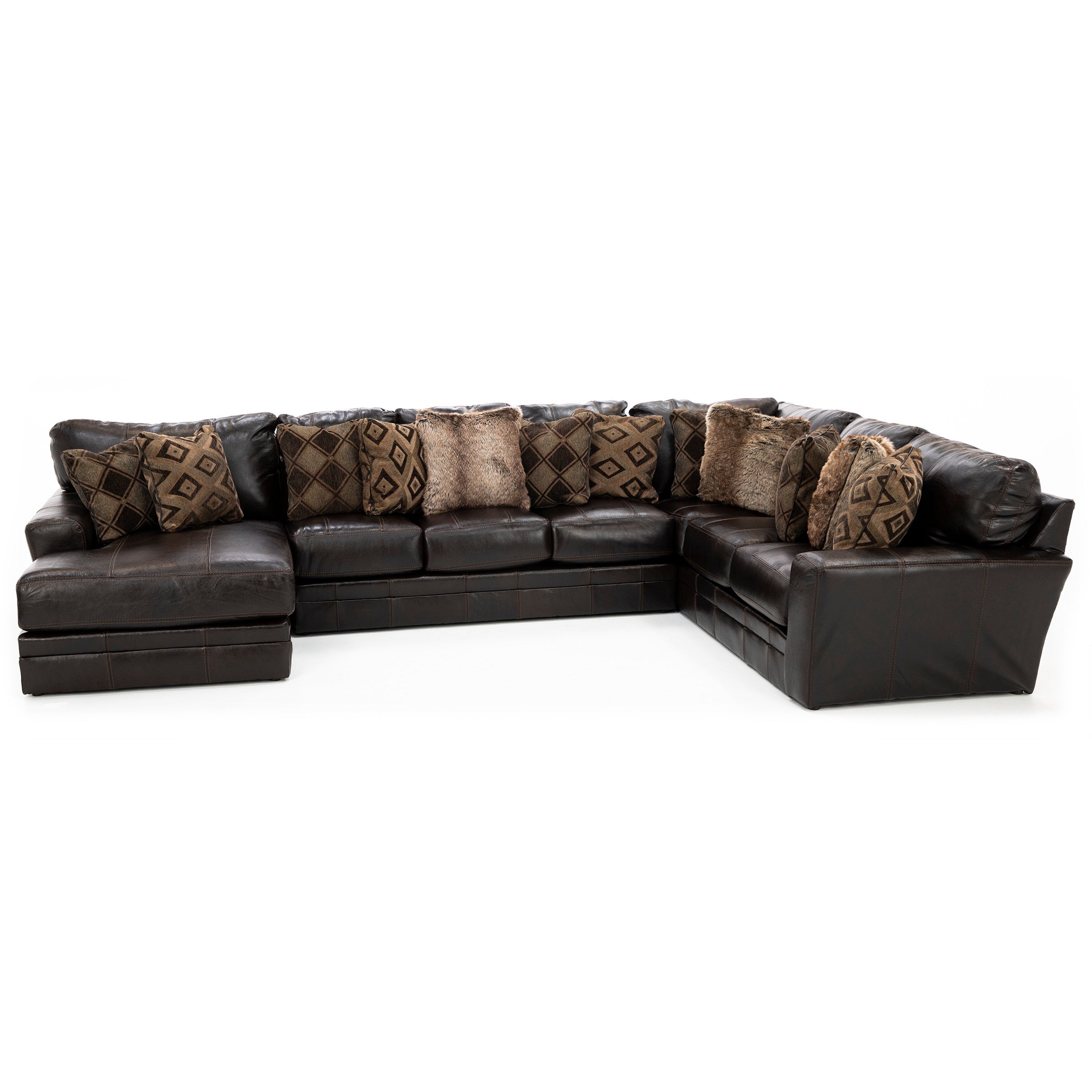 Camden 3-Pc. Leather Sectional with Chaise - Large