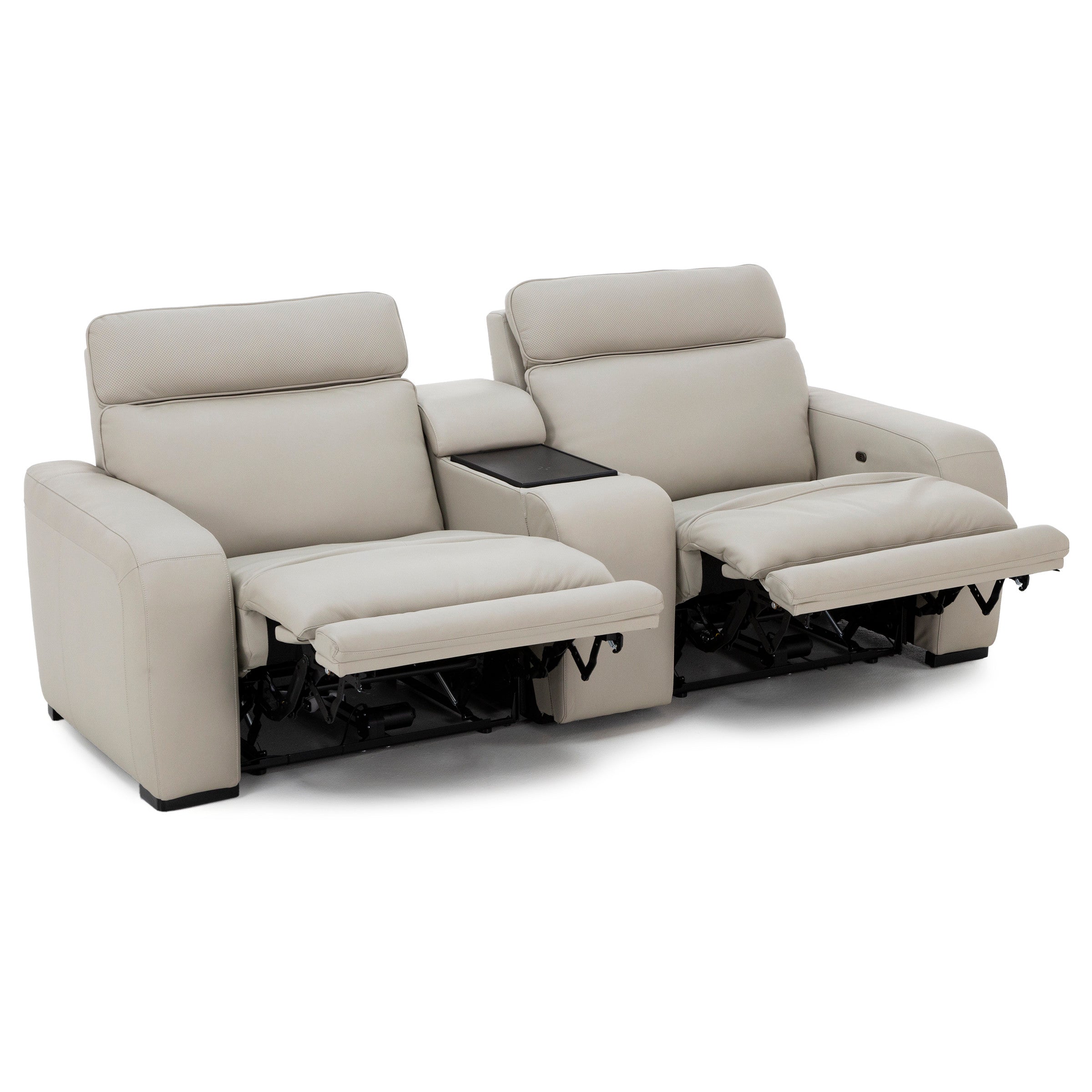 Percy Leather 3-Pc Loaded Wall Saver Console Reclining Loveseat With Immersive Audio, Heat & Massage