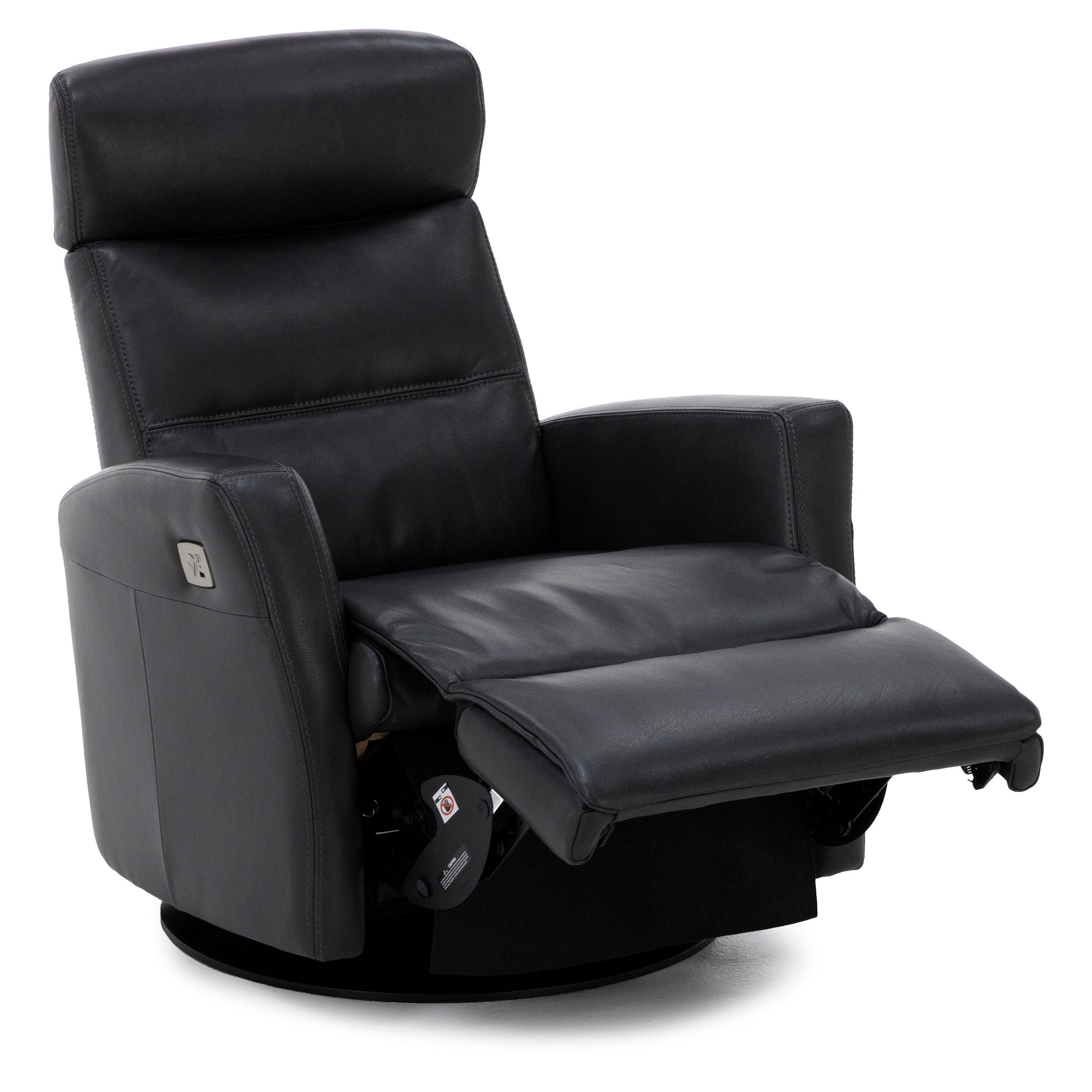 Denver Leather Large Power Recline and Lumbar Swivel Glider with Glide Locker