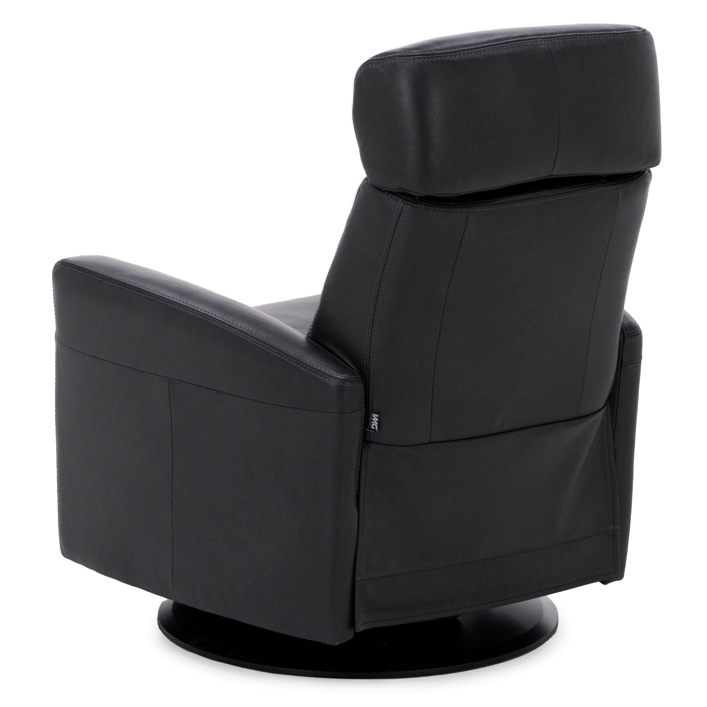 Denver Leather Large Power Recline and Lumbar Swivel Glider with Glide Locker