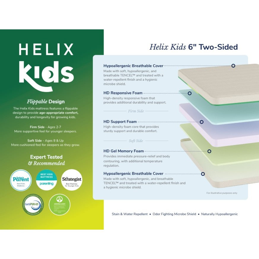 Helix Kids 6" Low Profile With Tencel Cover