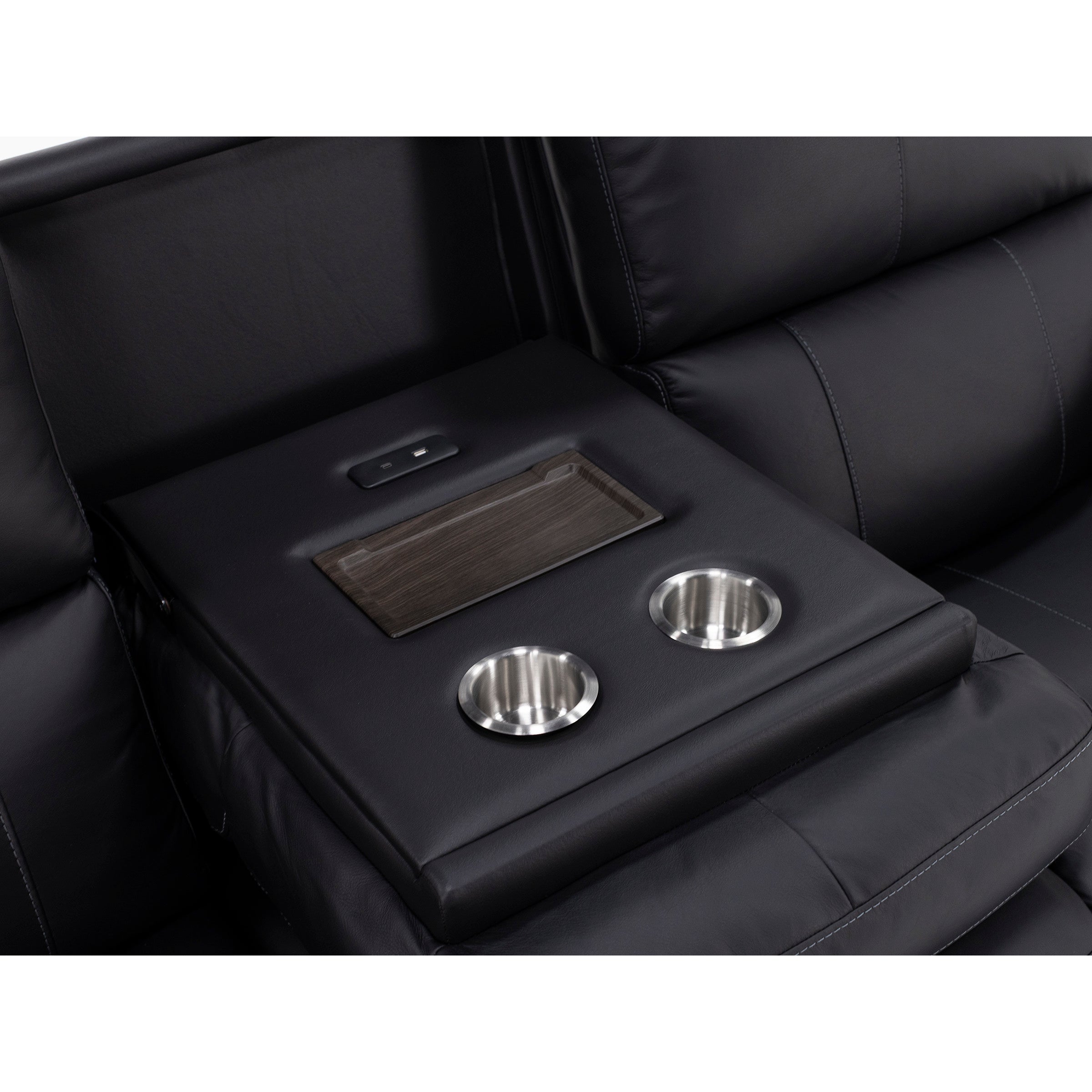 Flexsteel Hank Leather Fully Loaded Zero Gravity Reclining Sofa With Drop Down Table